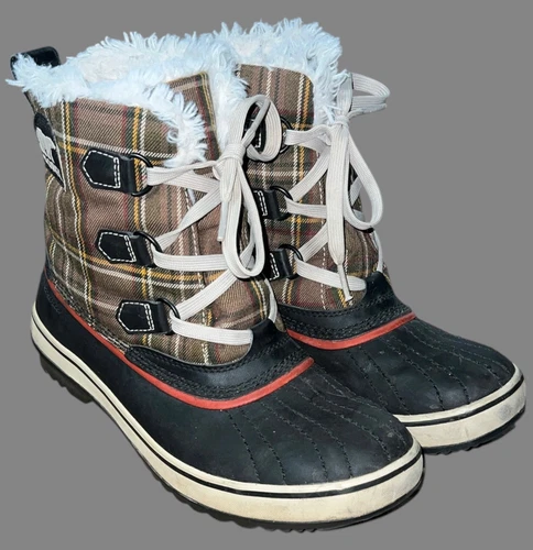 Sorel Snow Boots Women’s Size 8 Tivoli Plaid Duck Winter Waterproof