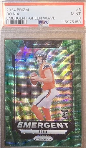 BO NIX EMERGENT GREEN WAVE REFRACTOR ROOKIE CARD - 2024 PANINI PRIZM -  PSA 9 🔥