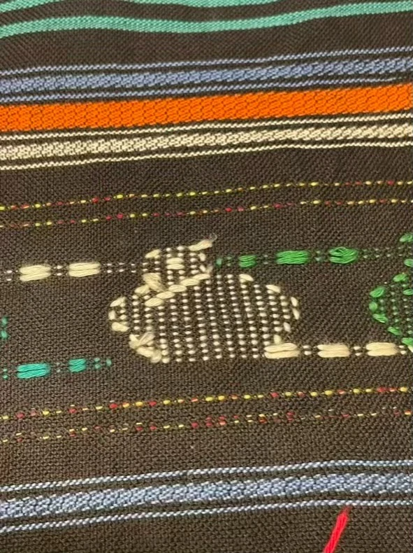 Handwoven Guatemalan Cotton Tabletop Wall Decor Green Exotic Bird Folk Art 24" - Image 3 of 4