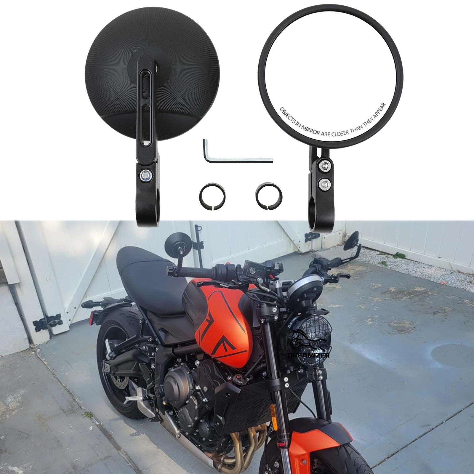 Motorcycle 7/8" 1'' Bar End Rearview Mirrors For Triumph Trident 660 750 900