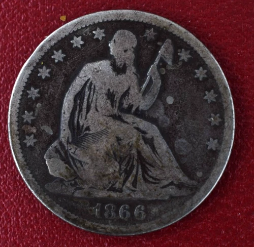 1866 US Seated Liberty Half Dollar Silver Coin ESTATE FIND
