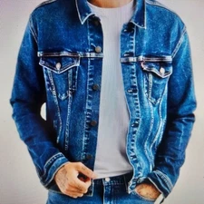 Levi Strauss Co Mens Trucker Denim Jacket Classic Blue Standard Size XXL