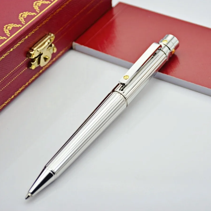 Rare Cartier Santos De Cartier Luxury Silver Trim Ballpoint Pen