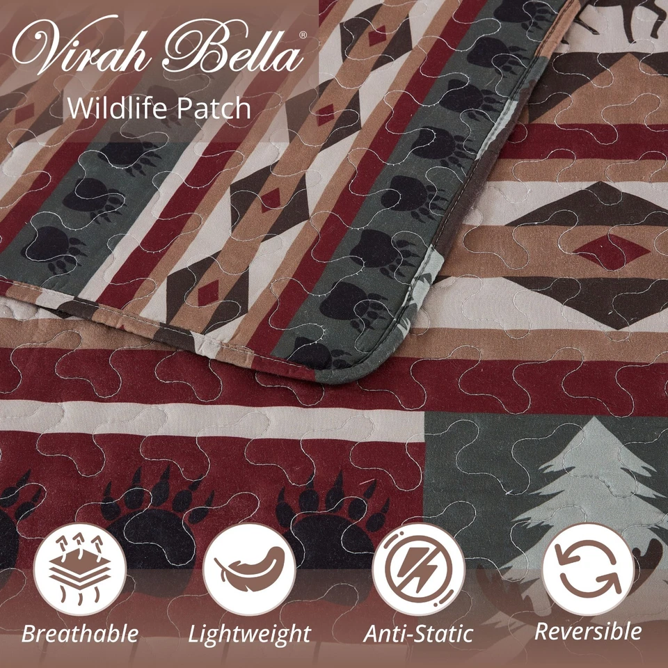 Virah Bella - Wildlife Patch - Lightweight Reversible Quilt Set - Image 2 of 4