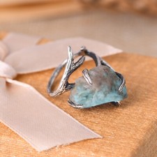 Rough Arizona Turquoise 925 Sterling Silver Branch Ring Handmade Jewelry
