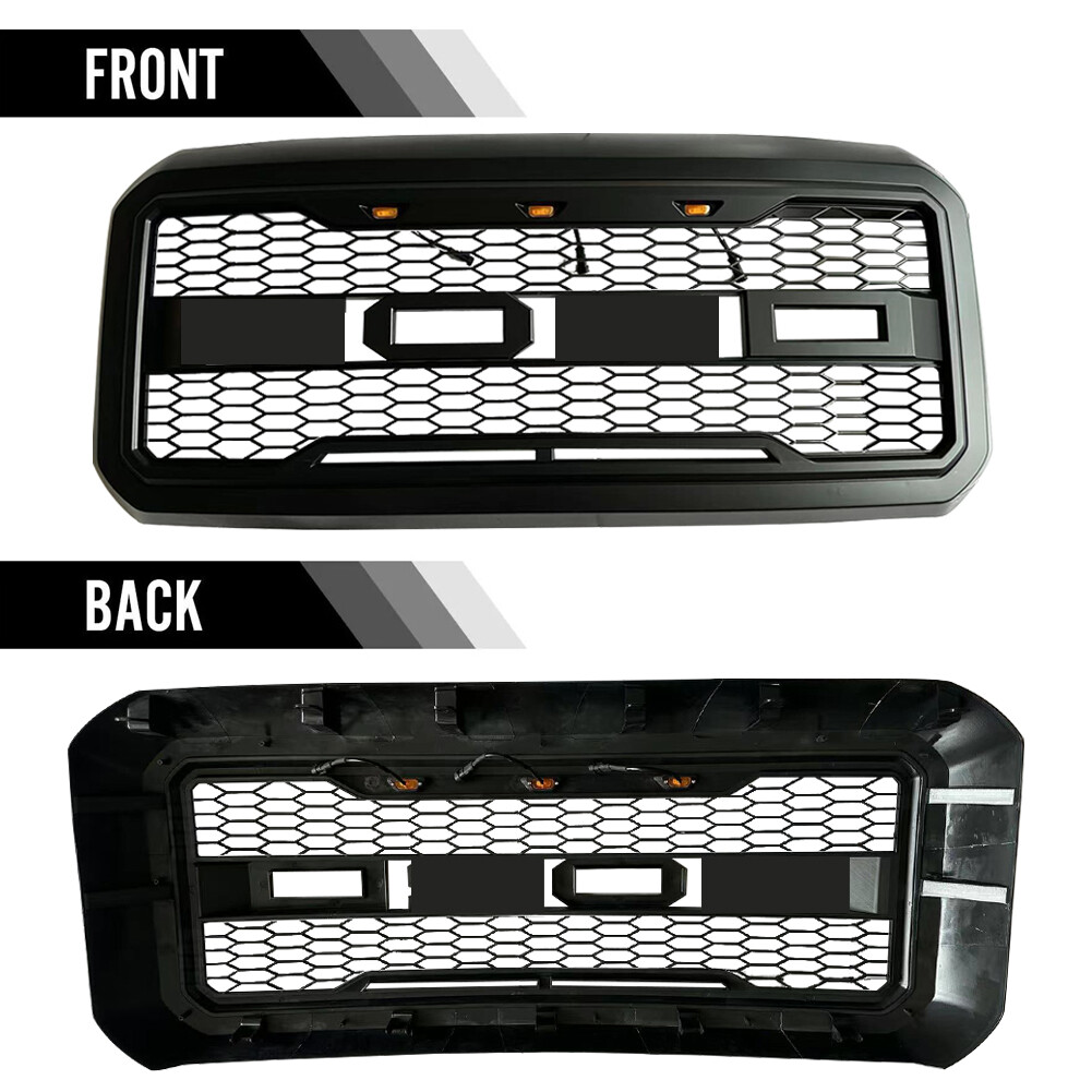 Grille For 2011-2016 F250 F350 Super Duty Grill Raptor Style W/LEDs Matte Black