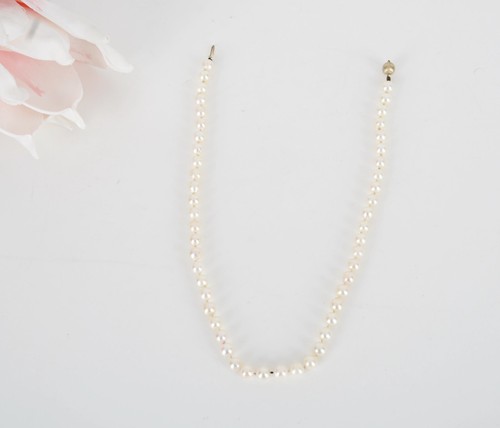 Perlenkette mit 333 Gold Verschluss geknotet alt antik Halskette - Picture 4 of 14