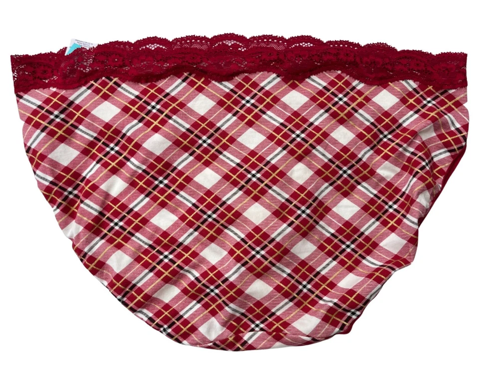 Ambrielle ALGODÓN ORGÁNICO Rojo Caramelo Cuadros Bragas NUEVO CON ETIQUETAS (sujetadores a juego disponibles) XL Foto 4 de 4