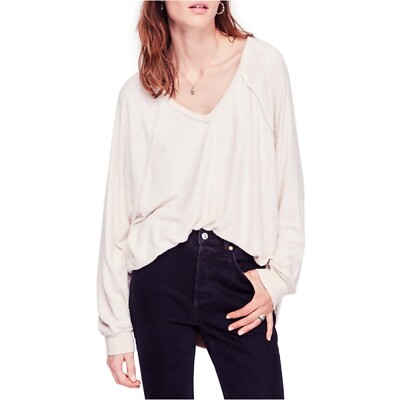 Free People Womens Take It Off Textured Pullover Sweater Off White XS