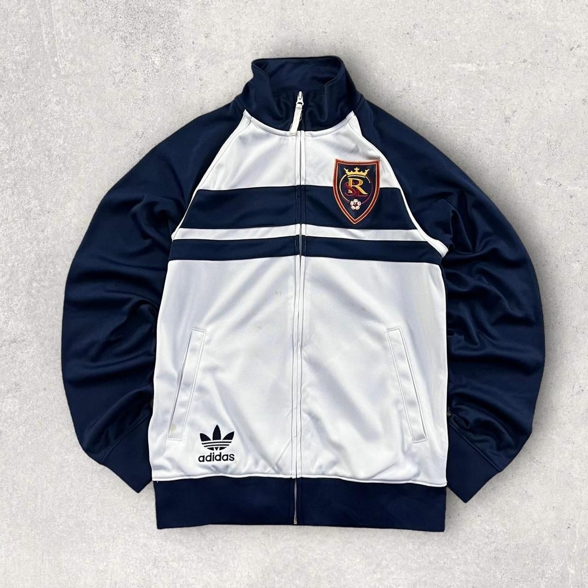 Vintage Y2k Adidas Real Salt Lake Track Jacket White Navy (S)