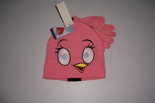 ANGRY BIRDS CHICK GIRL'S WINTER BEANIE CAP  GLOVE SET ONE SIZE FITS MOST NWT 