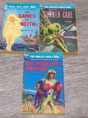 ACE Doubles 3 book lot. Vintage Sci-fi Paperbacks. 6 Sci-fi Classics
