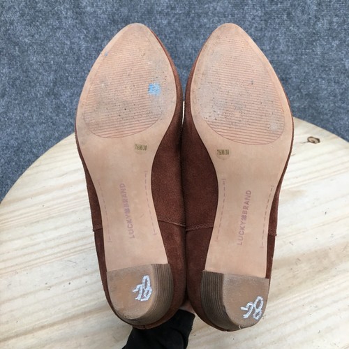 Lucky Brand Boots Womens 7.5 M Zaprika Pull On Pointed Bootie Brown Suede Heels - 第 11/19 張圖片