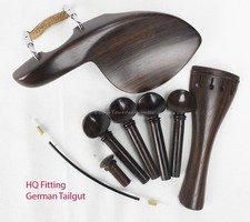 YDC Violin Rosewood Fitting 8 Piece Set --German Tailgut ----Guarneri Chinrest