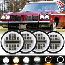 For 1965-1975 Oldsmobile Delta 88 4pcs 5.75 5 34 Led Headlights Hilo Beam Drl