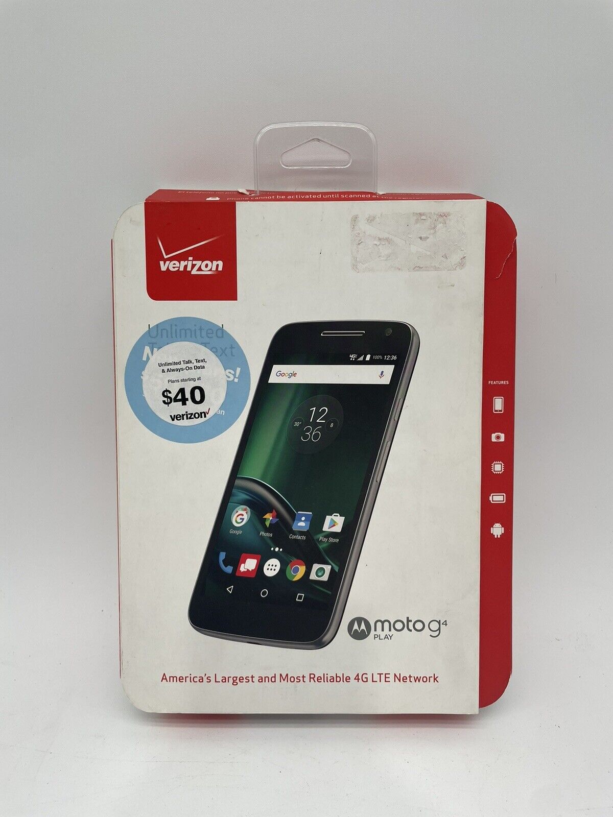 Motorola XT1609 Moto G4 Play Verizon Smartphone GOOD (White)