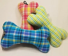 Zanies Preppy plush squeaker bone dog toys toy puppy puppies B17