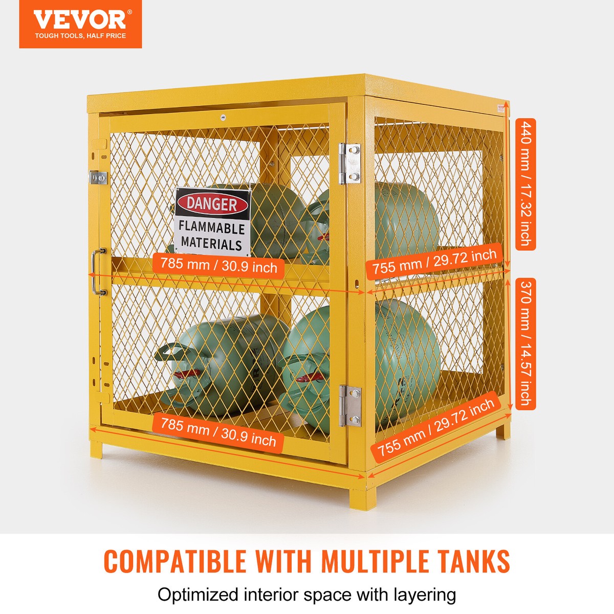 VEVOR 4x33lb Horizontal Cylinder Storage Cabinet Capacity Propane 