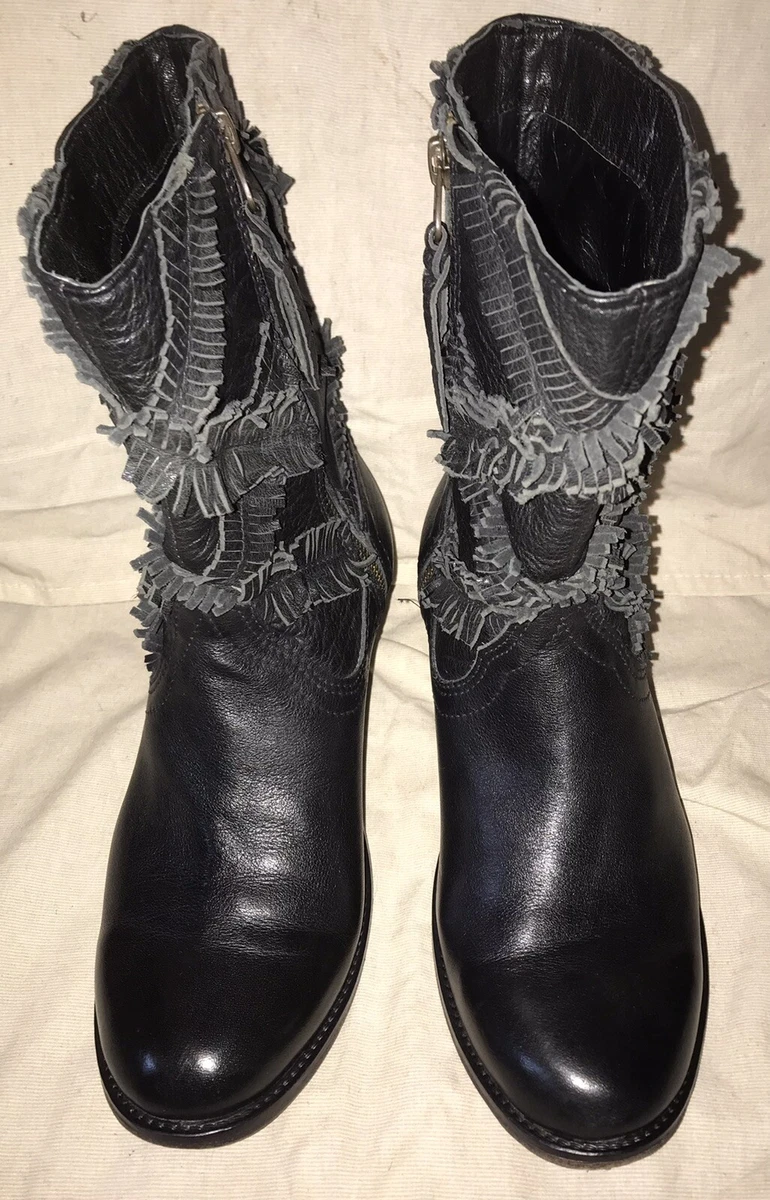 Sheridan Mia Black Leather Bootie Boots Zip Women s Size EU 41 9.5