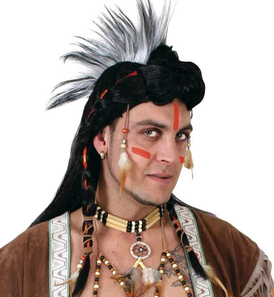 Irokese Indianer Perücke Lang für Erwachsene Halloween Karneval Fasching Party - Bild 1 von 1