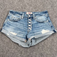 We The Free People Vintage Distressed Denim Romeo Rolled Cut-Off Shorts Size 26