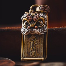 Dancing Lion Push-Pull Pendant, Chinese Lion Dance Jewelry, Fidget Gift for Men