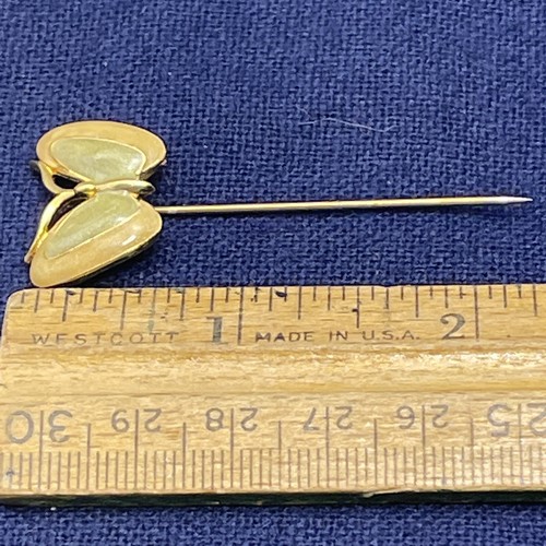 Butterfly Stick Pin Light Green Enamel and Gold Tone READ - Picture 4 of 4