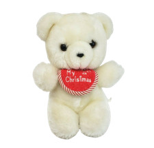 EDEN 6" VINTAGE WHITE TEDDY BEAR MY 1ST CHRISTMAS BIB STUFFED ANIMAL PLUSH TOY