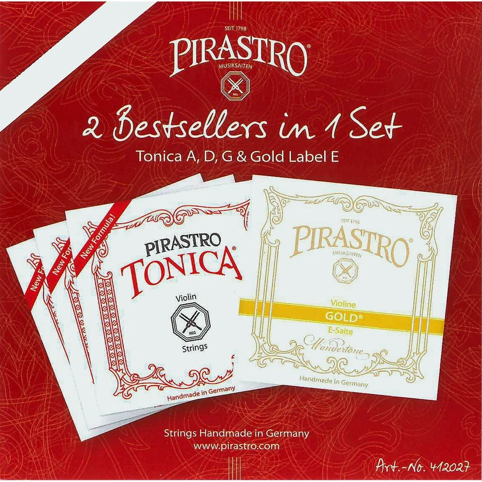 Pirastro Tonica Violin String Set with Gold Label E String Ball End - 4/4 Size - - Image 3 of 3