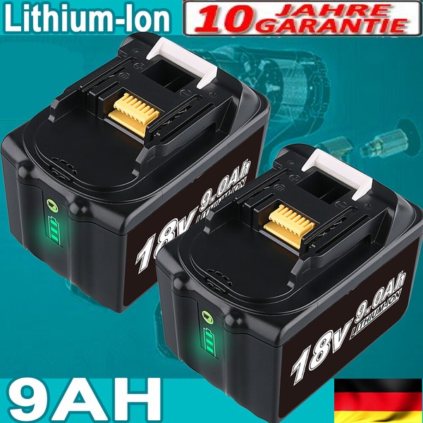 2X 18V 9,0Ah FüR Makita BL1850B Lxt Akku Li-Ion Ersatzakku Led BL1860B 197280-8-image