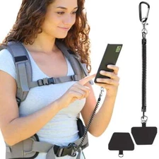 1/2 Set Phone Lanyard Tether with Patch Phone Tether Phone Strap for Hiking