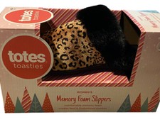 TOTES TOASTIES Memory Foam Animal Print Slippers Women Size 8-9 LG Cheetah
