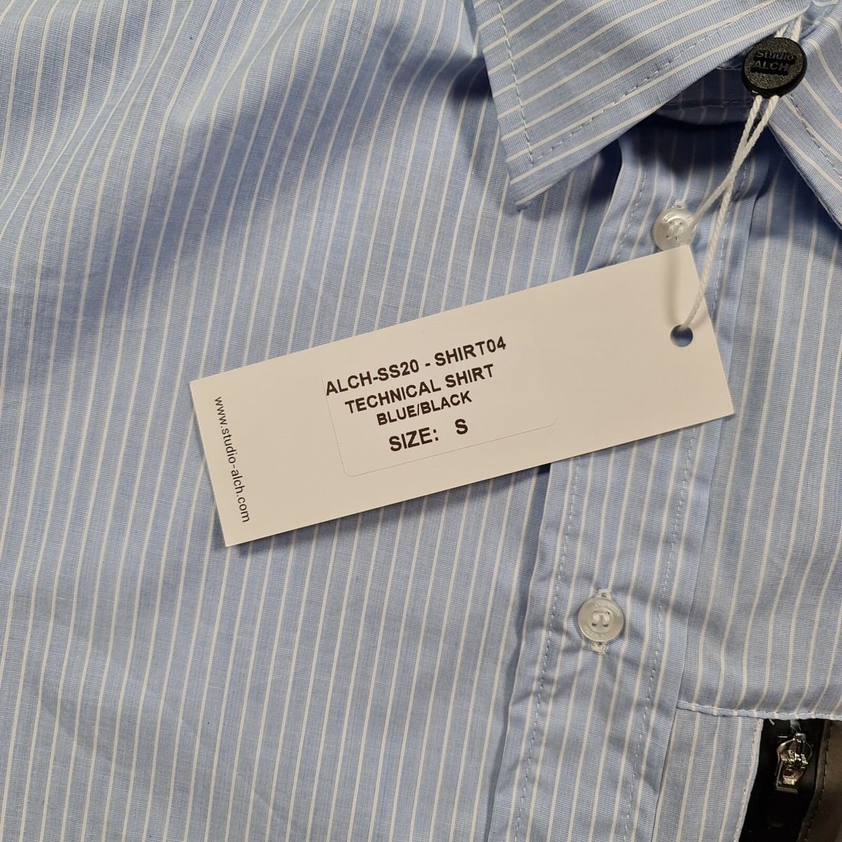 Studio ALCH Mens Shirt Blue Small Stripe Pattern Cotton Technical Button Up  | eBay UK