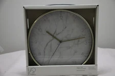Project 62 Round Wall Clock | Brass Frame w Marble Face | 10"x10"x1.75" | NWT-K4