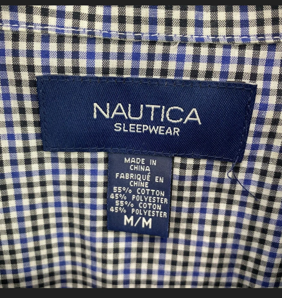 Camisa de manga larga con botones Nautica Sleepwear para hombre mediana multicolor a cuadros usada en excelente estado Foto 3 de 4