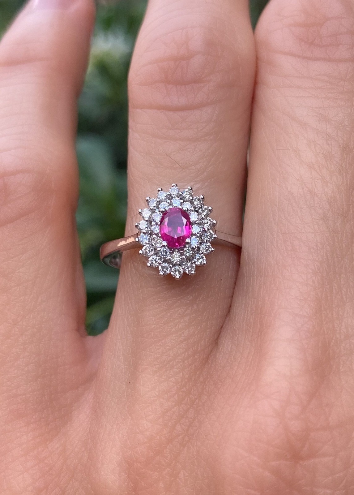 Lab-Created Ruby Handmade Silver Engagement Ring for Women Wedding Band-image