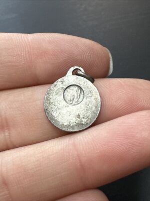 Pendentif Argent Massif 925 Art Nouveau, Breloque Ancienne Religieuse