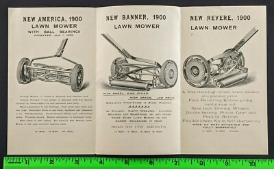 Vintage 1900 Frye Phipps Hardware Mowers Graphic Advertising Foldout Brochure