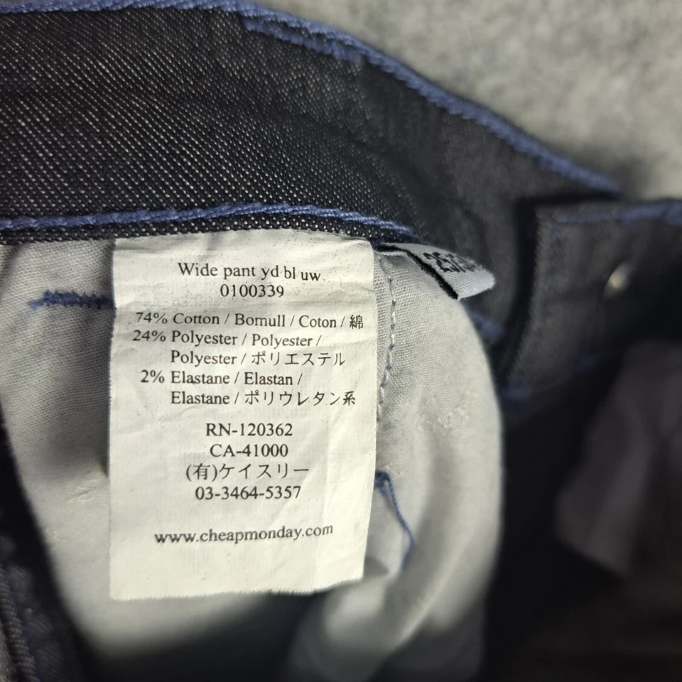 Calça jeans feminina Monday barata W25 L34 preta perna larga cintura alta nova com etiquetas 4010 - Imagem 3 de 4