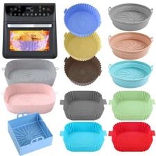 Air Fryer Silicone Pot Air Fryer Non-Stick Safe Reusable Oven Tray Kitchen Tool