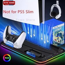 For PS5 Controller Charger Station Dock PS5 Vertical Cooling Fan Stand RGB Light