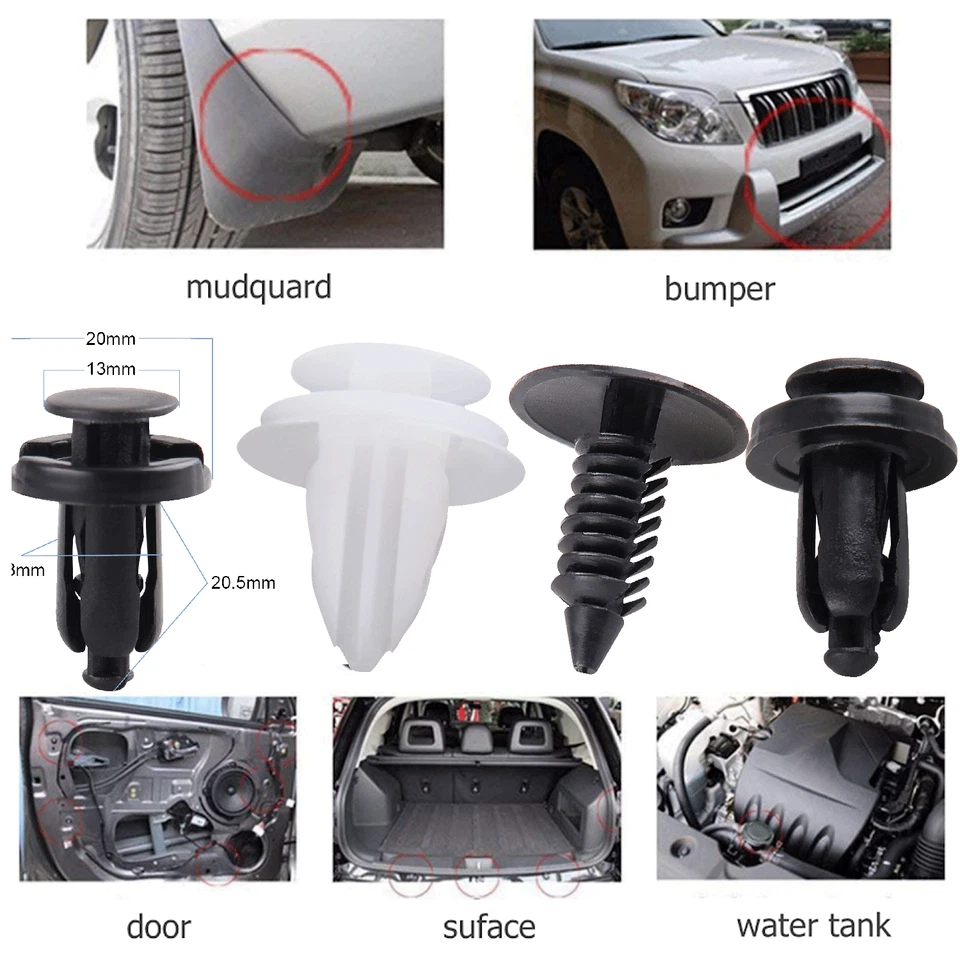 Kit de fixação retentor painel porta rebite pino de pressão para carro acabamento clipe 6 peças tamanho 100 peças - Imagem 4 de 4