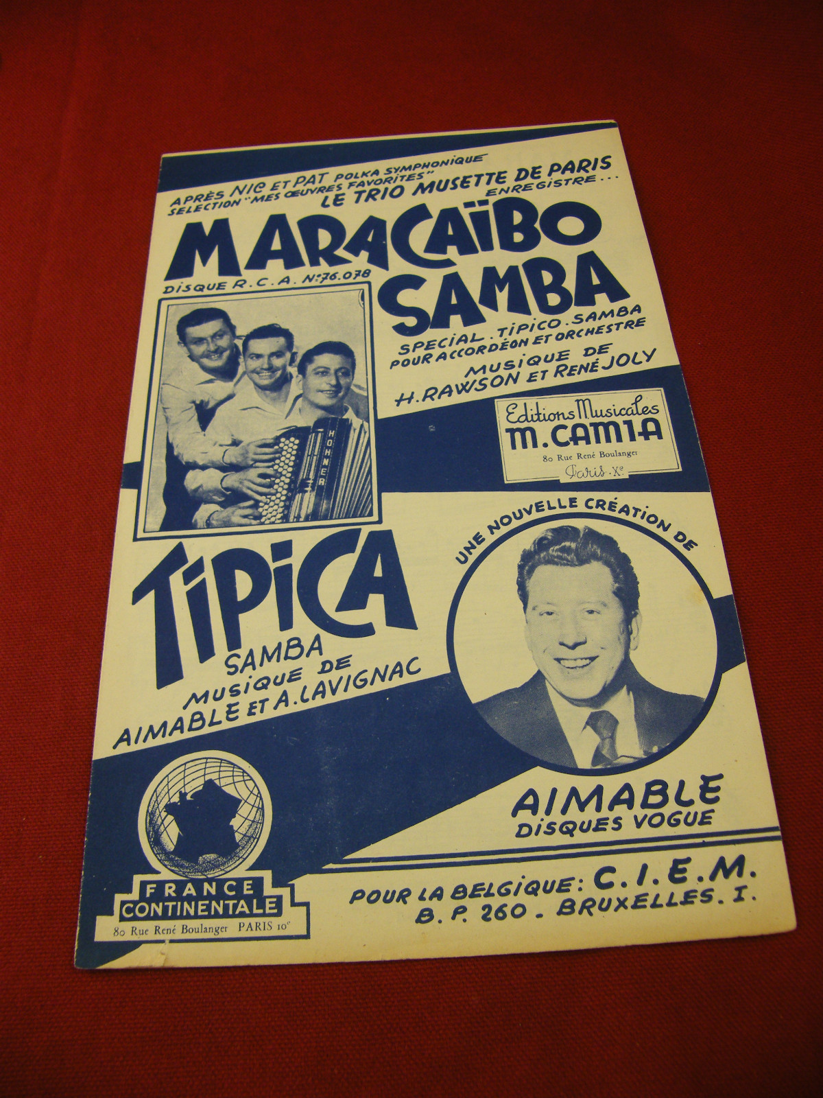 Partition Maracaibo Samba Tipica Aimable Rene Joly