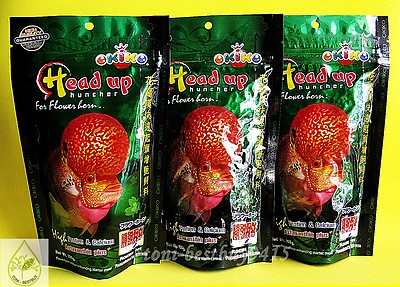 3x100g OKIKO Best Flowerhorn Head Up Huncher Fish Platinum Quick Green Fish Food