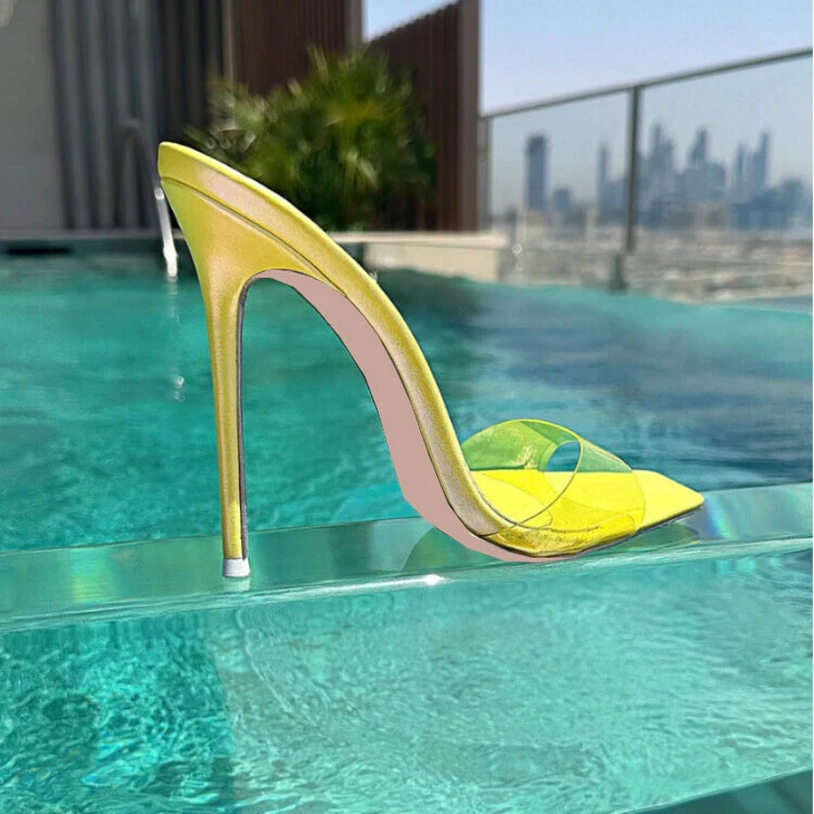 Женщин Sexy мулы поскользнуться на моды прозрачный высоких каблуках вечер вечеринки сандалии обувь - Изображение 3 из 4