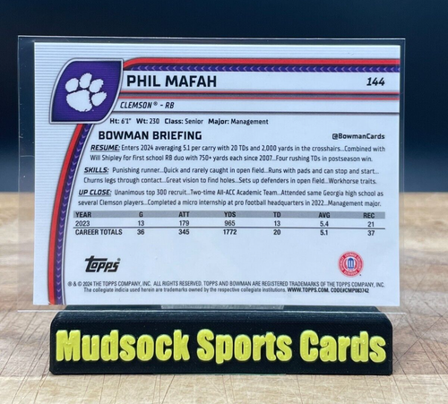 PHIL MAFAH - Aqua /299 - Clemson Tigers - Picture 2 of 2