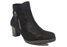 Emma Ladies Amy Boots Womens Zip Up Heeled Black Faux Suede Boots