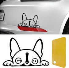 Boston Terrier Dog Peeking Car Sticker, 6 Inch Car Window Decal, Clear PET