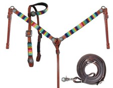 Leather Western Tack Set With Headstall ,Breast Collar and Reins.