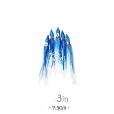 Fish WOW!® 100pcs 3" 7.5cm Squid Skirt Octopus Hoochies Trolling soft Lures Blue